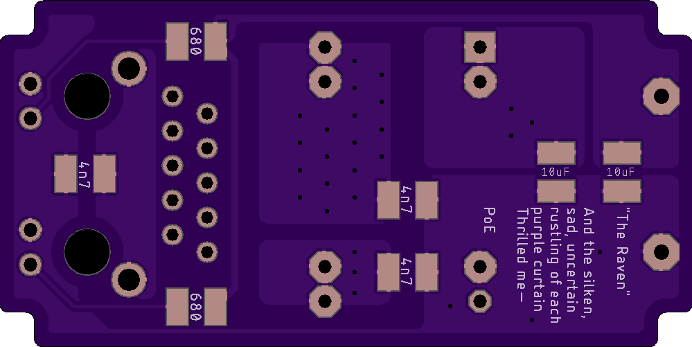 OSH Park circuit board for Raven - bottom